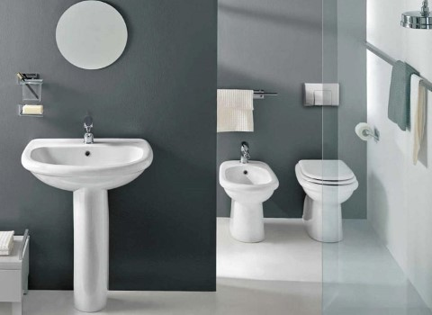 تصویر 2 از روشویی پایه دار با پایه بلند از جنس چینی بهداشتی مقاوم